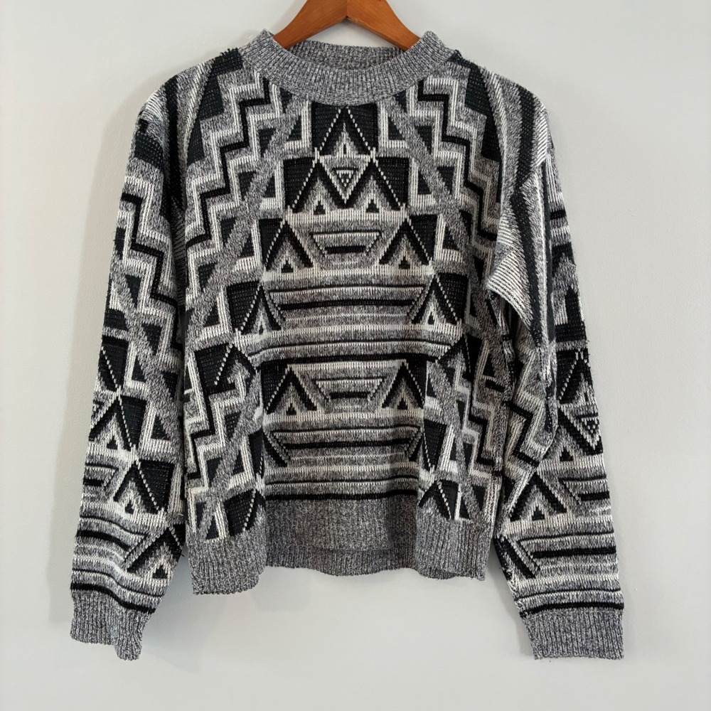 Vtg Sears Roebuck Sweater M? Geometric Aztec Southwestern Grandpa Core Retro
